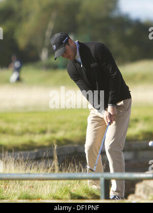 Carnoustie Écosse, Royaume-Uni. Septembre 26, 2013. Martin Kaymer jetons dans le 11, au cours de la première ronde de la Dunhill Championship, Golf Du Carnoustie, Carnoustie. Credit : Action Plus Sport Images/Alamy Live News Banque D'Images