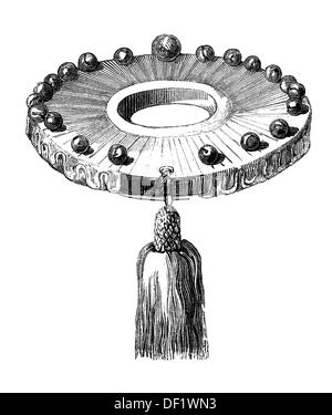 Instruments de torture : le collier de serrage, gravure sur bois de 1864 Banque D'Images