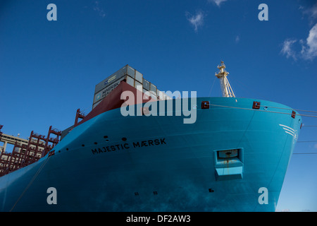 Maersk Lines nouvelle Triple E navire Maersk majestueux à quai à Copenhague Septembre 2013 avant d'aller en service Banque D'Images