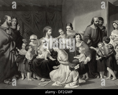 Jésus le Christ bénissant les petits enfants Banque D'Images