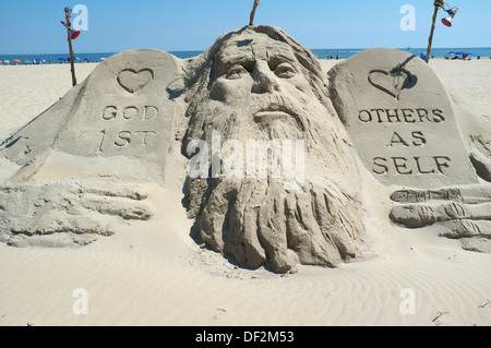 Sculpture de sable - Dieu 1er, autres que l'auto - sculpture de sable - Ocean City, Maryland Banque D'Images