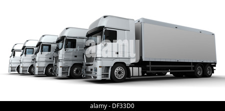 De Rendu 3D'une flotte de véhicules de livraison Banque D'Images