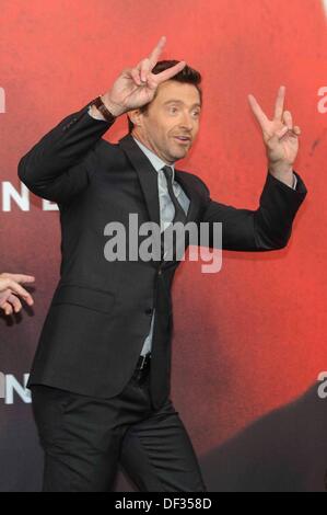 Berlin, Allemagne. 26 août, 2013. L'acteur australien Hugh Jackman s'occupe à la première de son nouveau film 'prisonniers' au Cinestar Theatre au Sony Center de Berlin. Le 26 septembre 2013. Dpa : Crédit photo alliance/Alamy Live News Banque D'Images