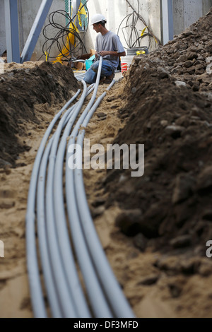Électricien construction site Banque D'Images