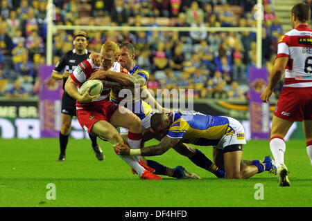 Wigan, UK. 27 août, 2013. Sean O'Loughlin de Wigan Warriors en action au cours de la Super League Rugby match de demi-finale de qualification entre Wigan Warriors et Leeds Rhinos du DW Stadium © Plus Sport Action/Alamy Live News Banque D'Images