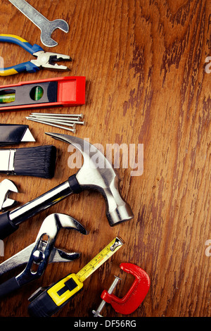 Outils de travail sur bois assortis Banque D'Images