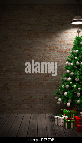 Dans l'intérieur de l'arbre de Noël Banque D'Images