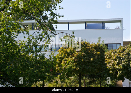 Le Corbusier maison 1927 Rathenaustrasse Weissenhofsiedlung Weissenhof, Stuttgart, Baden-Wuerttemberg, Allemagne, ligne d'horizon béton moderniste précontraint Banque D'Images