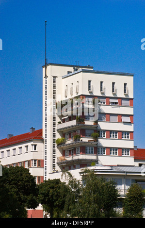 Schönblick-Block apartments by Karl Beer, 1927-8, Weissenhofsiedlung, Weissenhof, Stuttgart, Bade-Wurtemberg, Allemagne skyline béton précontraint Banque D'Images