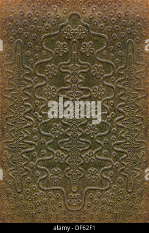 Brun et vert leathercraft harnachez vintage couverture du livre avec la texture et le grain Banque D'Images