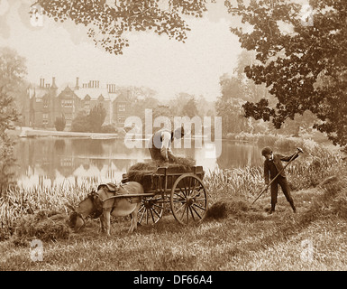 La fenaison - idylle rurale - période victorienne Banque D'Images