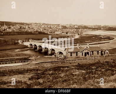 La gare de pont de Banff, Macduff, Ecosse, période victorienne Banque D'Images