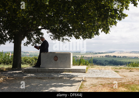 Monument indiquant l'emplacement du siège social de Napoléon à Austerlitz, La colline de Zuran, République Tchèque Banque D'Images