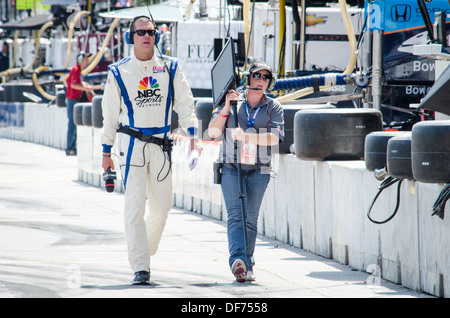 Dans le présentateur de NBC de la voie des stands Grand Prix 2013 Baltimore Banque D'Images