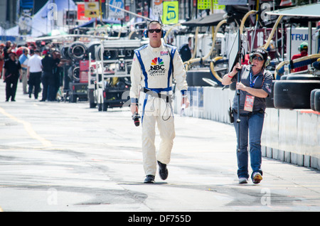 Dans le présentateur de NBC de la voie des stands Grand Prix 2013 Baltimore Banque D'Images