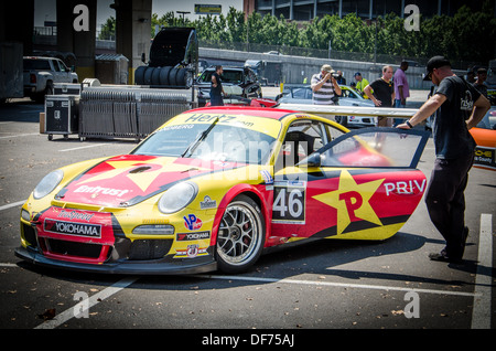 Porsche 911 GT3 voitures après le Grand Prix de Baltimore Banque D'Images