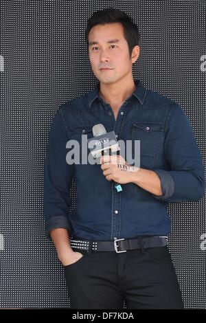 Taipei, Chine. 28 août, 2013. L'acteur chinois Joseph Chang participe à l'activité commerciale à Taipei, Chine Le samedi 28 sept., 2013. © TopPhoto/Alamy Live News Banque D'Images