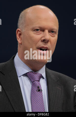 CHRIS GRAYLING DÉPUTÉ, SECRÉTAIRE D'ETAT À LA JUSTICE Le 30 septembre 2013 Manchester Central Manchester en Angleterre Banque D'Images