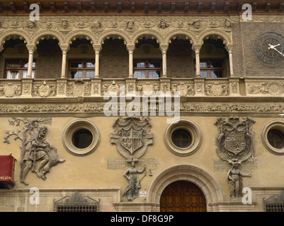 L'Espagne. L'Aragon. Tarazona de ville. Façade. Style Renaissance. 16e siècle. Banque D'Images