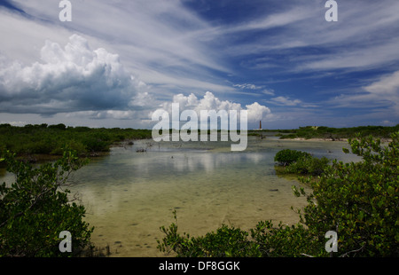 Faro Paredón situé sur l'île de Cayo Paredón Grande - l'archipel Jardines del Rey, Cuba Banque D'Images