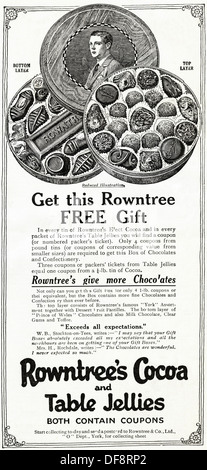 Publicité Publicité originale des années 1920 ROWNTREE'S COCOA & TABLE gelées, revues de consommateurs annonce vers 1924 Banque D'Images