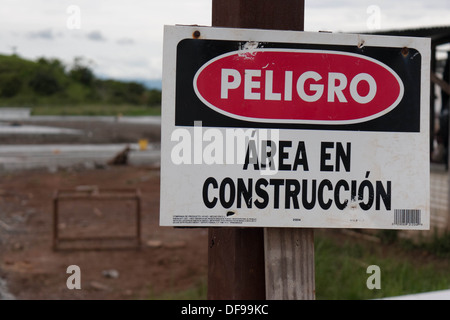 Zone de construction panneau d'avertissement. Banque D'Images