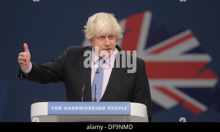 BORIS JOHNSON, maire de Londres le 01 octobre 2013 Manchester Central Manchester en Angleterre Banque D'Images