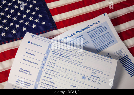 Still Life, close-up, formulaires d'inscription des électeurs de l'État du pavillon, Etats-unis , Etats-Unis Banque D'Images
