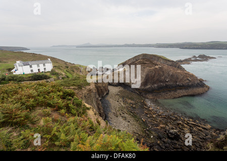 L'île de Ramsey, directeur de l'RSPB à retour à la terre ferme, Pembrokeshire. Banque D'Images