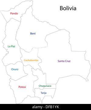 Carte de la Bolivie de contour Banque D'Images