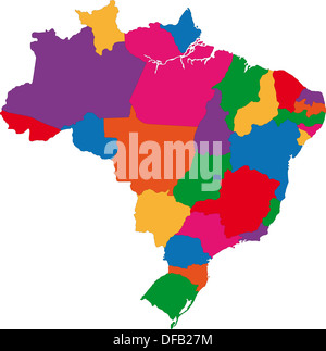 Carte Brésil coloré Banque D'Images