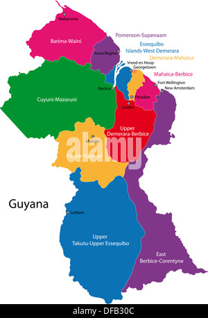 Carte de la Guyane Banque D'Images