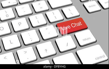 Close up d'un clavier d'ordinateur avec un bouton pour Live chat Banque D'Images