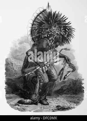 Les Amérindiens. United State. Chef d'État. Gravure.19ème siècle. Banque D'Images