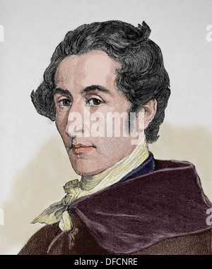 Ernst Friedrich Carl Maria von Weber (1786 - 1826). Compositeur allemand de l'école romantique. Gravure en couleur. 19e siècle. Banque D'Images