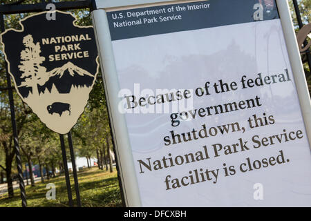 Site historique de Fort Sumter National Monument où la guerre civile américaine a commencé est arrêté par l'impasse du congrès sur le financement de la résolution budgétaire le 2 octobre 2013 à Charleston, SC. Banque D'Images