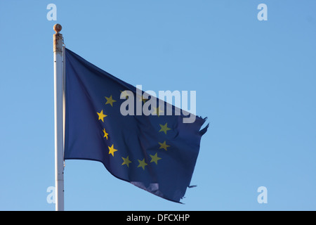 Drapeau de l'Union européenne l'UE d'effilochage Banque D'Images