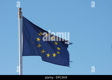 Drapeau de l'Union européenne l'UE d'effilochage Banque D'Images