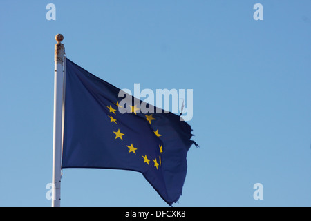 Drapeau de l'Union européenne l'UE d'effilochage Banque D'Images