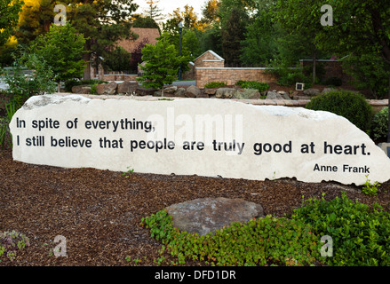 Paroles d'Anne Frank Anne Frank au Memorial Park, Boise, Idaho, USA Banque D'Images