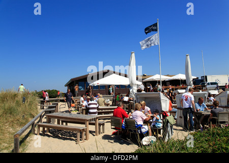 Plage Restaurant Sansibar près de Rantum, l'île de Sylt, Schleswig-Holstein, Allemagne Banque D'Images