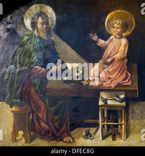 Italie, Vénétie, Recoaro Terme, Chiesa Arcipretale di S. Antonio Abate, église paroissiale, San Giuseppe lavoratore fresco Banque D'Images