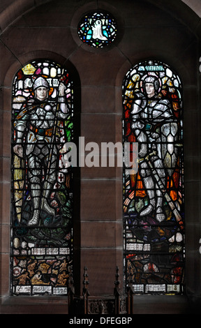 Le Lieutenant Charles William Peck, 1920 vitrail commémoratif, All Saints Episcopal Church, Jordanhill, Glasgow. Banque D'Images