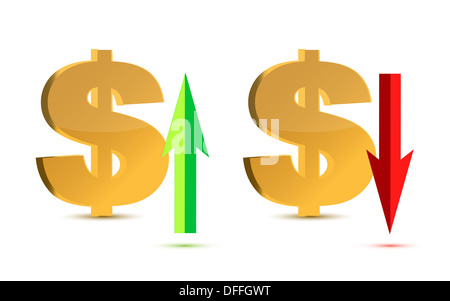 Sensibilisation et chute du dollar sign service Banque D'Images