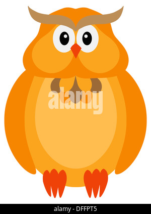 Happy Halloween Automne Orange la nuance de couleur Cute Cartoon Owl isolé sur fond blanc Illustration Banque D'Images