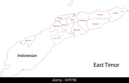 Carte de contour au Timor oriental Banque D'Images
