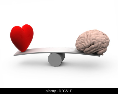 Balançoire avec du coeur et du cerveau, 3d illustration Banque D'Images