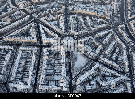 Vue aérienne, rond-point en hiver, Eppendorf, Hambourg, Hambourg, Allemagne Banque D'Images