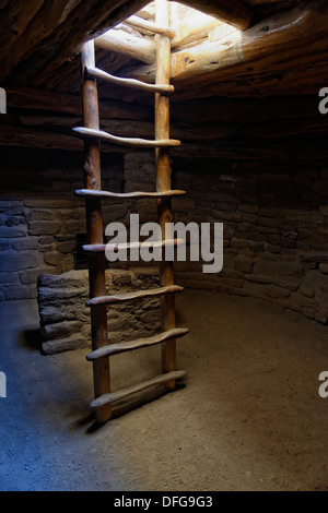 Bain dans une chambre de l'Anasazi falaise Spruce Tree House, logement Echo House, Mesa Verde National Park, Colorado, United States Banque D'Images