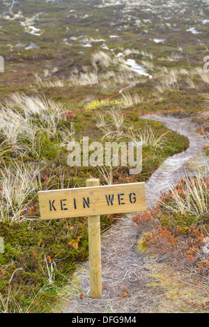 Signer, 'Kein Weg', l'allemand pour "non" dans les dunes, Rantum, Sylt, au nord de l'archipel Frison, Schleswig-Holstein, Allemagne Banque D'Images